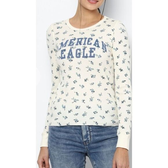 American Eagle Floral Print Long Sleeve Top Size XL Pullover - Picture 1 of 8
